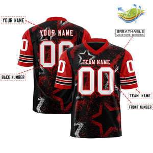 Custom Black Red-White Personalized Star Pattern Design Authentic Football Jersey