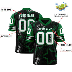 Custom Black Kelly Green-White Personalized Star Pattern Design Authentic Football Jersey