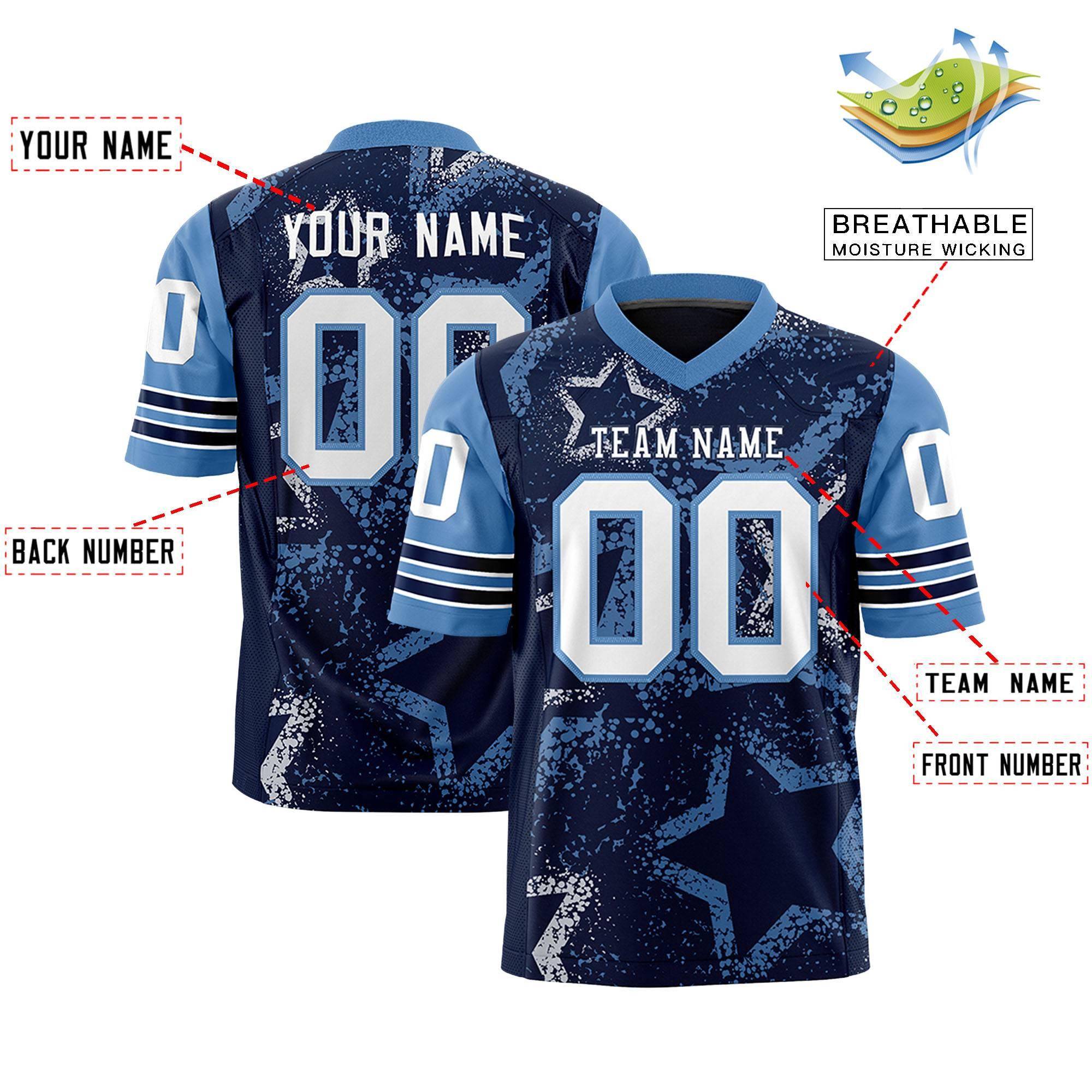 Custom Navy Pink-White Personalized Star Pattern Design Authentic Football Jersey