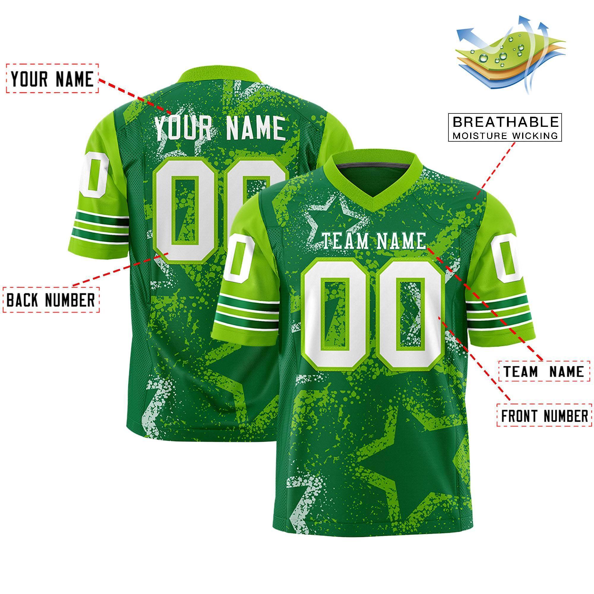 Custom Kelly Green Red-White Personalized Star Pattern Design Authentic Football Jersey