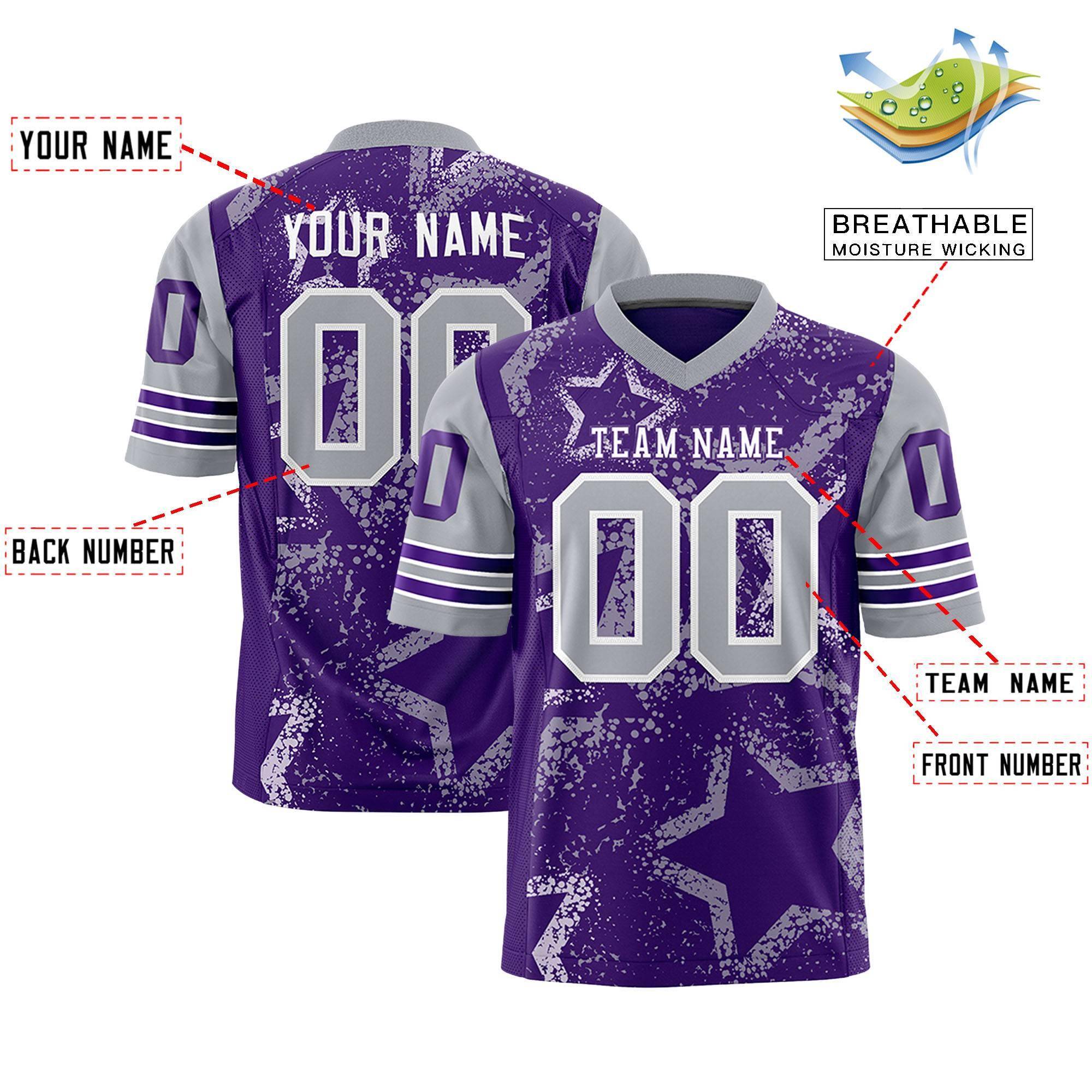 Custom Purple Orange-White Personalized Star Pattern Design Authentic Football Jersey