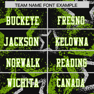 Custom Black Neon Green-White Personalized Star Graffiti Pattern Authentic Football Jersey