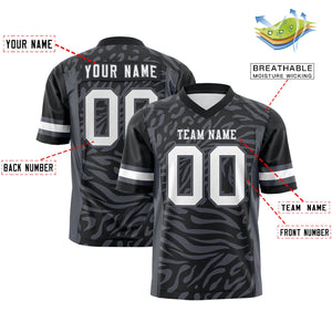 Custom Black Dark Gray Personalized Zebra Stripes Pattern Authentic Football Jersey