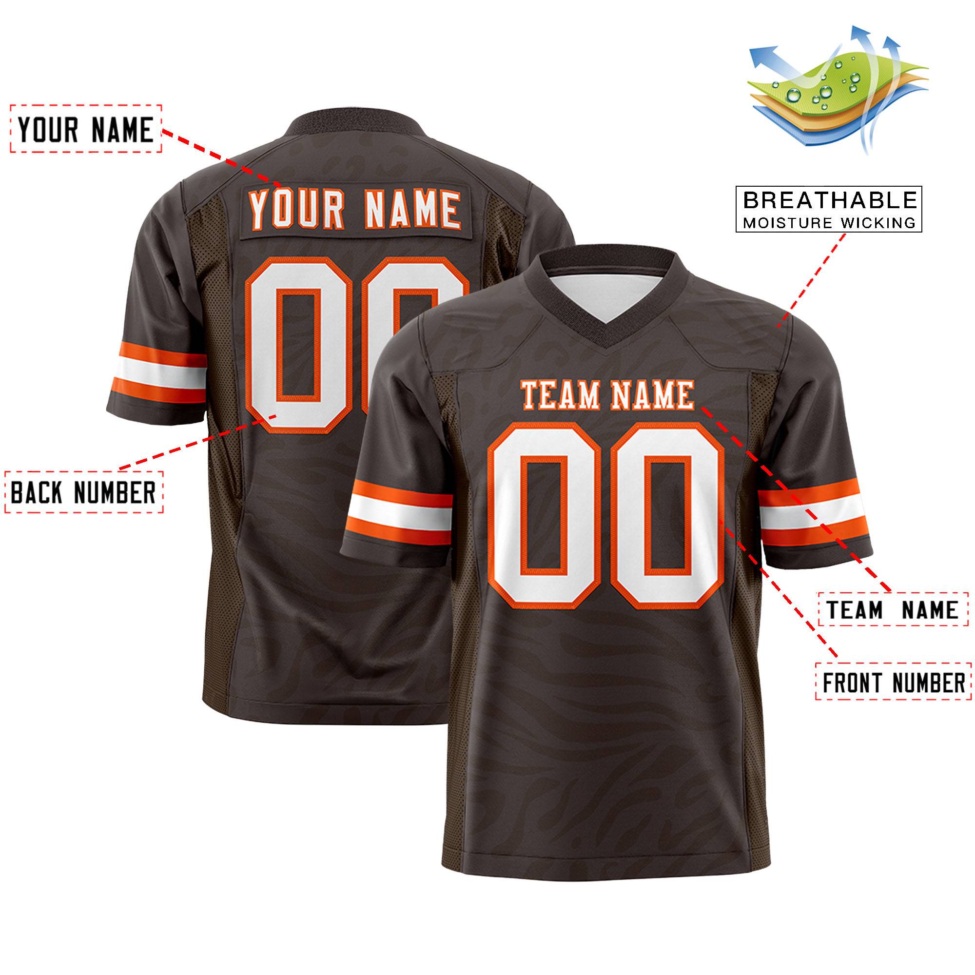 Custom Seal Brown Light Brown Personalized Zebra Stripes Pattern Authentic Football Jersey