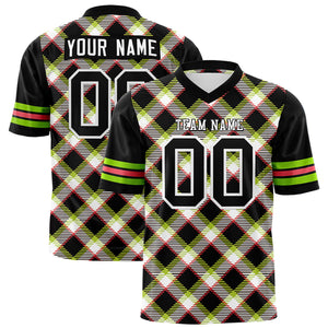 Custom Black Personalized Plaid Pattern Design Authentic Football Jersey