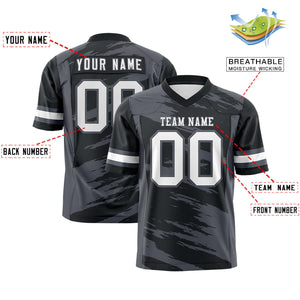 Custom Black Dark Gray Personalized Scratch Pattern Design Authentic Football Jersey