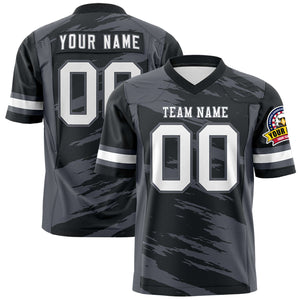 Custom Black Dark Gray Personalized Scratch Pattern Design Authentic Football Jersey