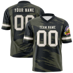 Custom Black Olive Personalized Scratch Pattern Design Authentic Football Jersey