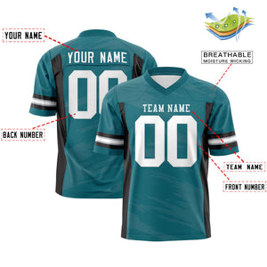 Custom Aqua Gray Personalized Scratch Pattern Design Authentic Football Jersey