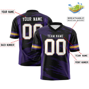 Custom Black Purple Personalized Scratch Pattern Design Authentic Football Jersey