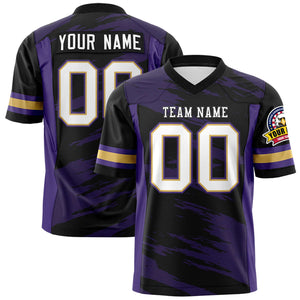 Custom Black Purple Personalized Scratch Pattern Design Authentic Football Jersey