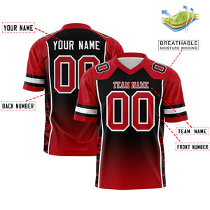 Custom Black Red Gradient Personalized Side Pattern Authentic Football Jersey