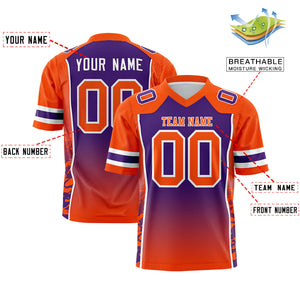 Custom Purple Orange Gradient Personalized Side Pattern Authentic Football Jersey