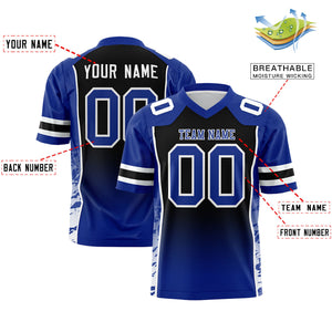 Custom Black Royal Gradient Personalized Side Pattern Authentic Football Jersey