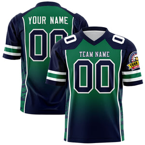 Custom Kelly Green Navy Gradient Personalized Side Pattern Authentic Football Jersey