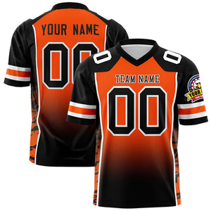 Custom Orange Black Gradient Personalized Side Pattern Authentic Football Jersey