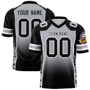 Custom Gray Black Gradient Personalized Side Pattern Authentic Football Jersey