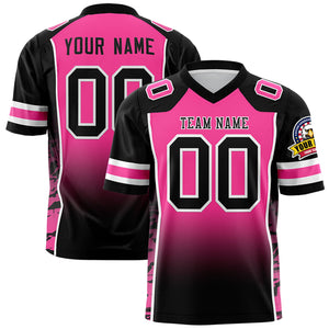 Custom Pink Black Gradient Personalized Side Pattern Authentic Football Jersey