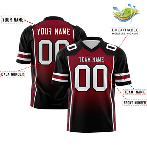 Custom Crimson Black Gradient Personalized Side Pattern Authentic Football Jersey