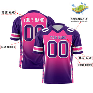 Custom Pink Purple Gradient Personalized Side Pattern Authentic Football Jersey