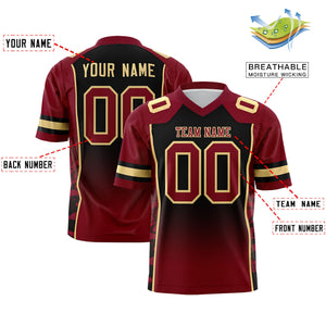 Custom Black Crimson Gradient Personalized Side Pattern Authentic Football Jersey