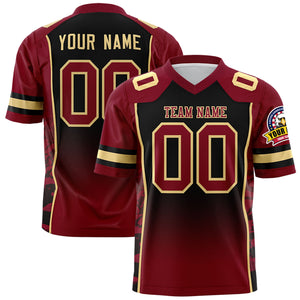 Custom Black Crimson Gradient Personalized Side Pattern Authentic Football Jersey