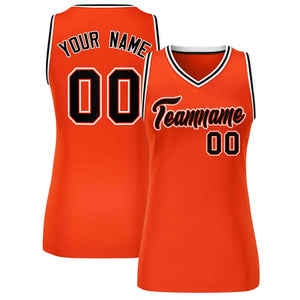 Maillot de basket-ball en maille personnalisé Orange noir-blanc classique pour femmes