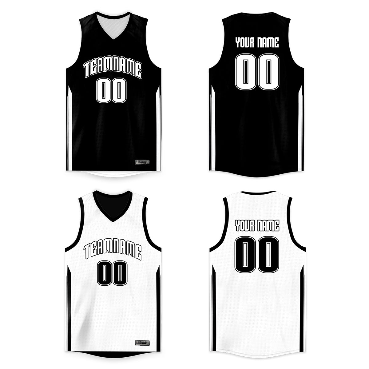 Custom Black White Double Side Tops Sports Basketball Jersey