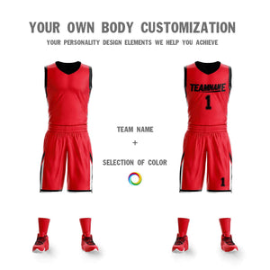 red and black reversible basketball jersey design detail customization