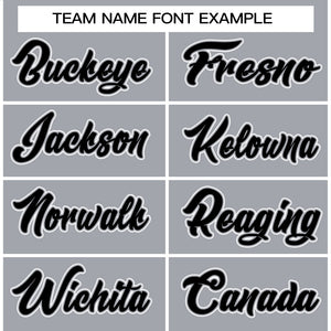 customizable gray vintage baseball jerseys team name font style example