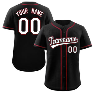 Custom Black White-Crimson Classic Style Authentic Baseball Jersey