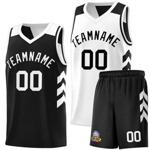 Maillot de basket-ball personnalisé noir blanc double face