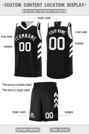 Maillot de basket-ball personnalisé noir blanc double face