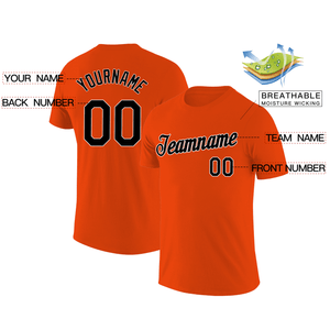 Custom Orange Black-White Classic Style Crew neck T-Shirts Full Sublimated