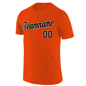 Custom Orange Black-White Classic Style Crew neck T-Shirts Full Sublimated