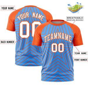 Custom Powder Blue Orange Personalized Star Pattern Raglan Sleeves Performance T-Shirt