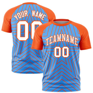 Custom Powder Blue Orange Personalized Star Pattern Raglan Sleeves Performance T-Shirt