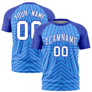 Custom Powder Blue Royal Personalized Star Pattern Raglan Sleeves Performance T-Shirt