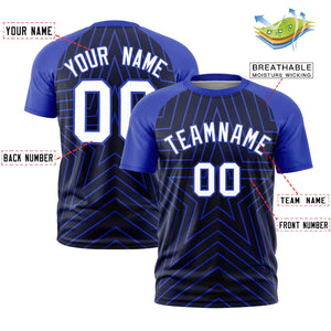 Custom Navy Royal Personalized Star Pattern Raglan Sleeves Performance T-Shirt