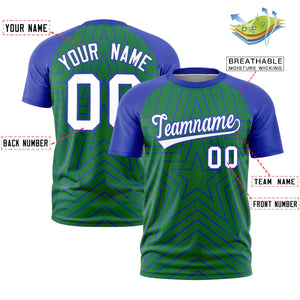 Custom Kelly Green Royal Personalized Star Pattern Raglan Sleeves Performance T-Shirt