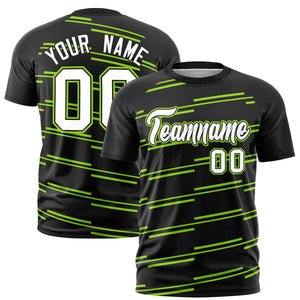 Custom Black Neon Green Personalized Slanting Line Graffiti Pattern Performance T-Shirt