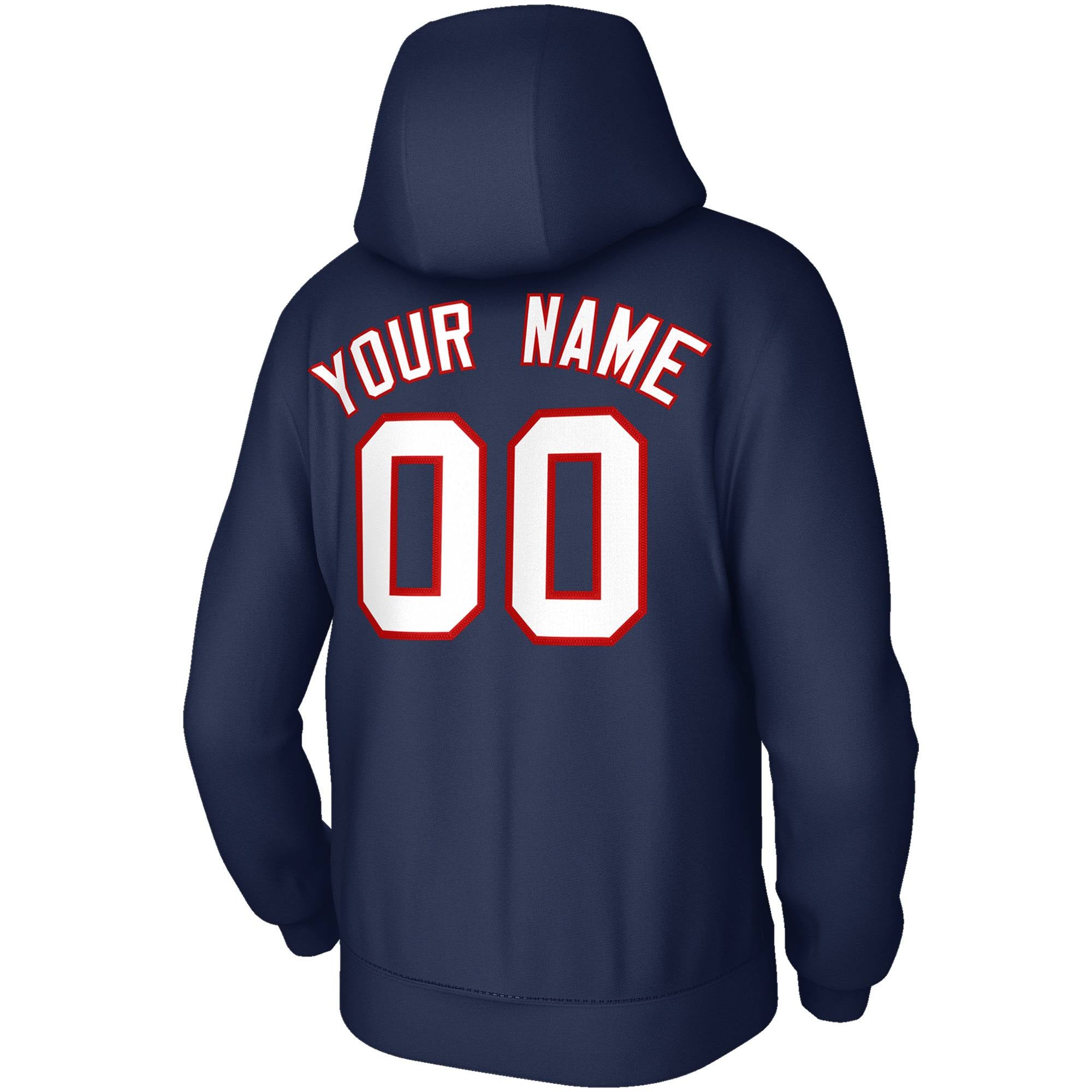 Custom Navy White-Red Stitched Classic Style Hoodie Pullover Sweatshirt