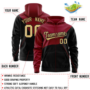 Custom Crimson Black Color Block Varsity Full-Zip Letterman Wave Hoodie Jacket