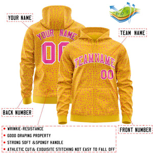 Custom Gold Pink Varsity Full-Zip Letterman Leopard Print Hoodie Jacket