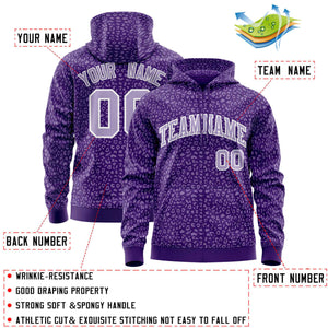 Custom Purple Light Purple Varsity Full-Zip Letterman Leopard Print Hoodie Jacket