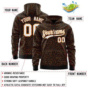 Custom Black Orange Varsity Full-Zip Letterman Leopard Print Hoodie Jacket