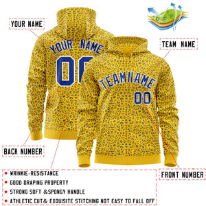 Custom Gold Royal Varsity Full-Zip Letterman Leopard Print Hoodie Jacket