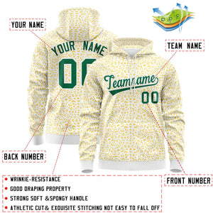 Custom White Gold Varsity Full-Zip Letterman Leopard Print Hoodie Jacket