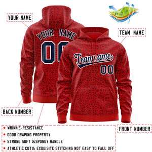 Custom Red Navy Varsity Full-Zip Letterman Leopard Print Hoodie Jacket