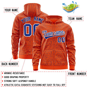 Custom Orange Royal Varsity Full-Zip Letterman Leopard Print Hoodie Jacket